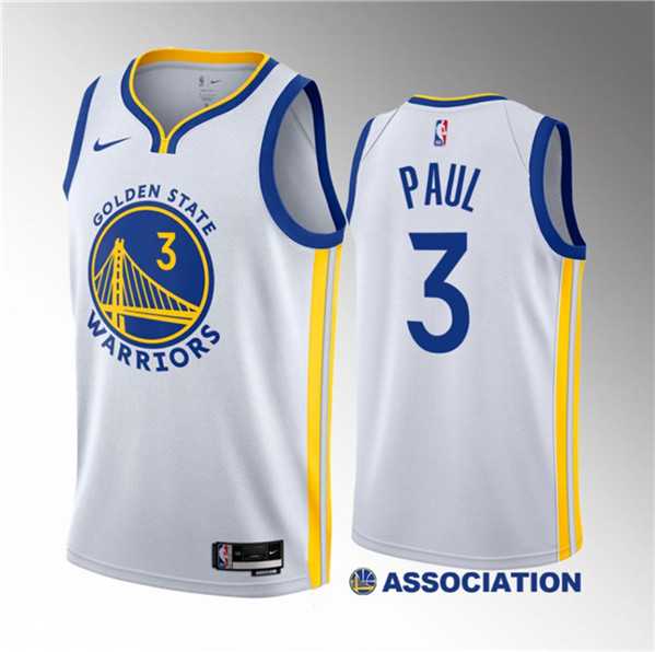 Men's Golden State Warriors #3 Chris Paul White Association Edition Stitched Basketball Jersey Dzhi